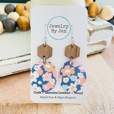 Jewelry By Jen - Walnut Hexagon & Wallflowers