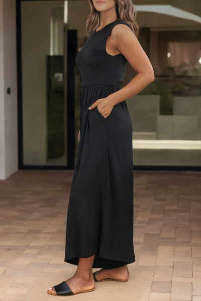 Little Daisy Closet - LDC Open Back Wide Leg Jumpsuit: Black / S