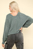 VERY J - NT11947-Two Tone Otto Ribbed Oversized Soft Comfy knit Top: MOSS / S-M-L/2-2-2