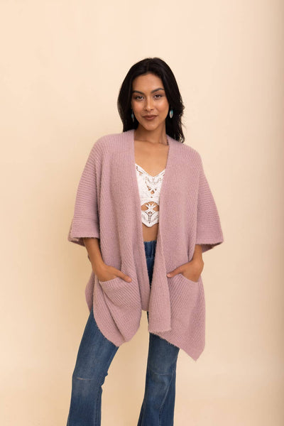 Leto Accessories - Chic Boucle Cozy Cardigan Poncho – Perfect for Fall & Winter: Ivory