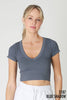 NIKIBIKI - NS8268 - V Neck Crop Tee: 2221 Coffee Bean