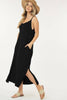 Shop Basic USA - Solid Long Dress With Spaghetti Straps: M / BLACK