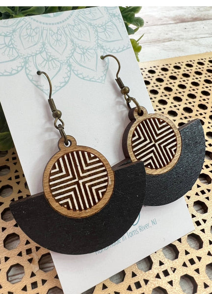 Seasideblooms - Boho hand painted lightweight maple wood earrings