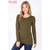 Timeless - Plus Long Sleeve Round Neck Top Shirt: BLACK / 3X