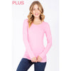 Timeless - Plus Long Sleeve Round Neck Top Shirt: WHITE / 3X