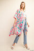 Kori - COZY ABSTRACT PRINT COVER UP KIMONO: PINK - GREEN / SM