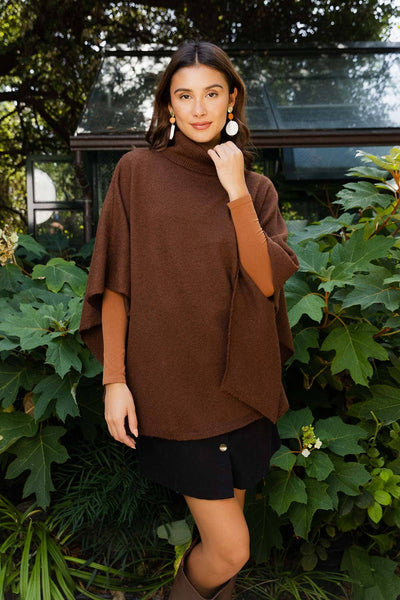 Leto Accessories - Fall 2024 Favorite - Eco Friendly Turtleneck Poncho 🐢: Natural