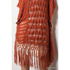 Kori - Bohemian inspired Crochet Knit Sweater with Fringe: NATURAL / ML