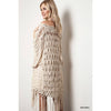 Kori - Bohemian inspired Crochet Knit Sweater with Fringe: NATURAL / ML