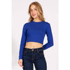 Timeless - Round Neck Long Sleeve Crop Shirt Top: BLACK / L