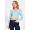 Timeless - Round Neck Long Sleeve Crop Shirt Top: GREEN / L