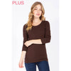 Timeless - Plus Long Sleeve Round Neck Top Shirt: WHITE / 3X