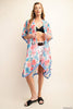 Kori - COZY ABSTRACT PRINT COVER UP KIMONO: PINK - GREEN / SM