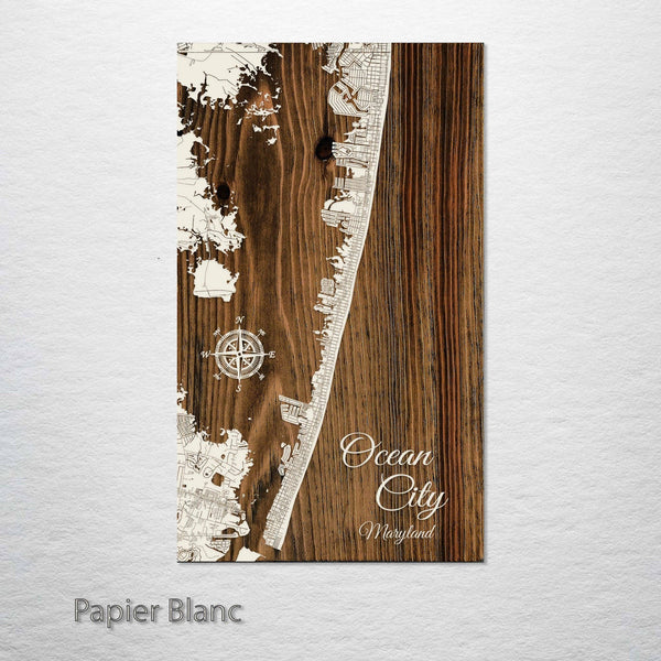 Fire and Pine Wood Maps - Maryland: Ocean City  Street Map: Schmedium (15” x 25.25”) / Seaglass