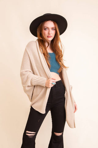 Leto Accessories - Bat Sleeve Knit Cardigan 💛 - High Sell Through: Beige