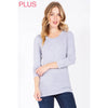 Timeless - Plus Long Sleeve Round Neck Top Shirt: BLACK / 1X