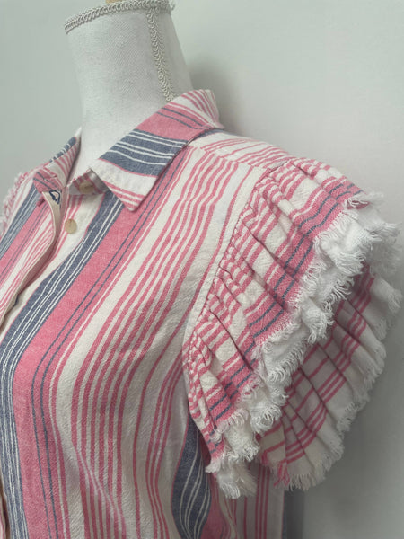 Given Kale - Pink Striped Button Front Shirt: S