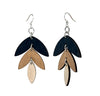 Green Tree Jewelry - Three Piece Earrings #1773: B - Black, Tan, Natural Wood