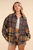 VERY J - NJ90261-Mixed Plaid Oversized Casual Shacket Jacket: OLIVE / S-M-L/2-2-2