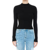 Timeless - Ribbed Mock Neck Long Sleeve Sweater Top: IVORY / L