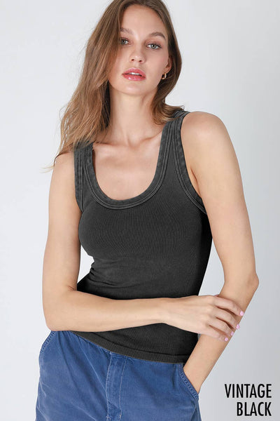 NIKIBIKI - NS8258 - Vintage Reversible Ribbed Tank: Vintage Pine Grove