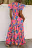 Aapparella - Women Boho Floral V Neck Ruffle Tiered Maxi Dress | S-XL: Missy / XL / Multi-Colored