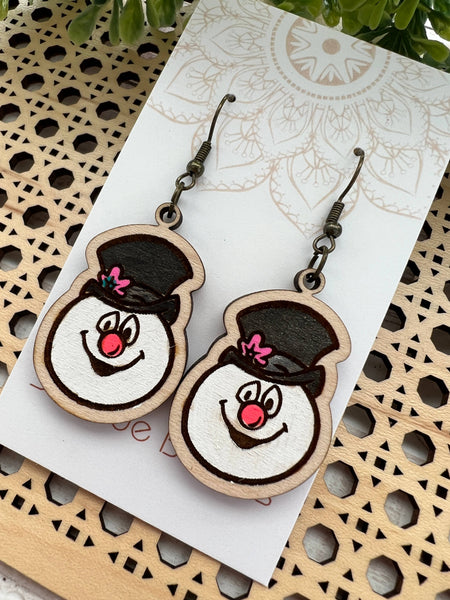 Seasideblooms - Christmas hand painted lightweight maple wood earrings 