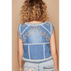 Pol Clothing - V-neck sleevless western embroidery denim vest: DENIM / OS