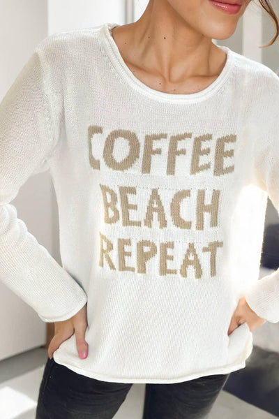 Aapparella - Women COFFEE BEACH REPEAT Graphic Long Sleeve Top | S-XL: As shown / Missy / M