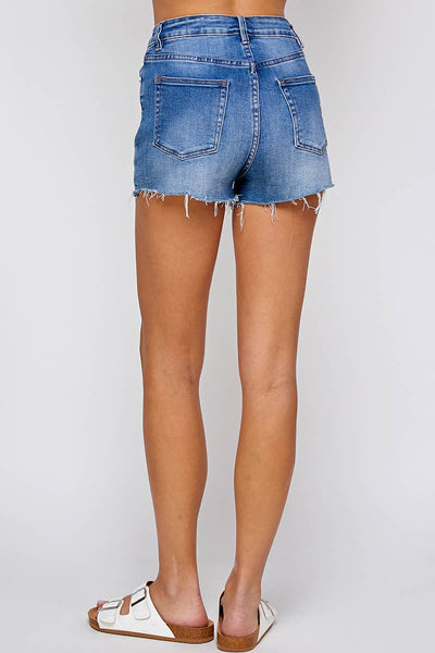 I&M JEAN, INC. - IB5390HH - Medium Wash - High Rise Denim Shorts: M / Medium Wash