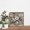 Kendrick Home - Blue And Tan Florals In Vase: 4 x 4