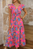 Aapparella - Women Boho Floral V Neck Ruffle Tiered Maxi Dress | S-XL: Missy / M / Multi-Colored