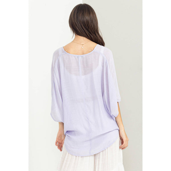 HYFVE - HF23C786-FOLD-OVER FRONT HIGH-LOW TOP: D.MAUVE / L