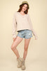 VERY J - NT11804-Casual Comfy Soft V-Neck Knit Top: ECRU / S-M-L/2-2-2