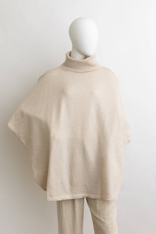 Leto Accessories - Fall 2024 Favorite - Eco Friendly Turtleneck Poncho 🐢: Natural