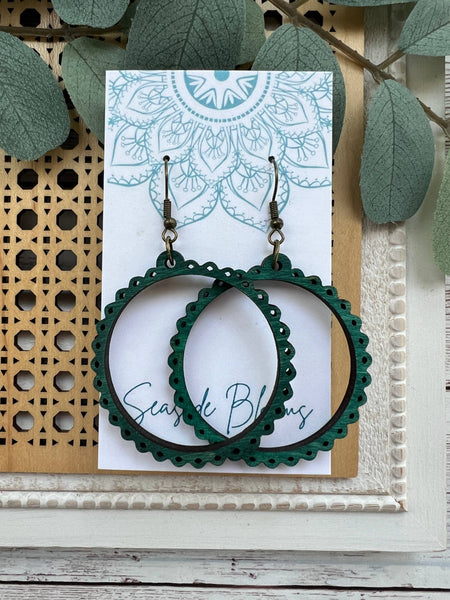 Seasideblooms - Boho hand painted lightweight hoops  wood earrings 