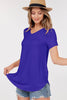 Shop Basic USA - Basic Short Sleeve V Neck Top: XL / NAVY