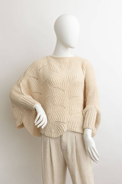 Leto Accessories - Ribbed Knit Pattern Poncho w/ Sleeves: Mocha