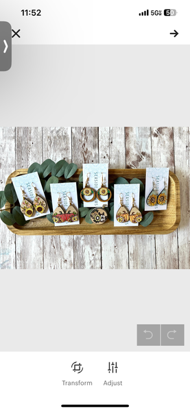 Seasideblooms - Sunflower hand painted maple wood earring 
