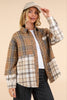 VERY J - NJ90261-Mixed Plaid Oversized Casual Shacket Jacket: OLIVE / S-M-L/2-2-2