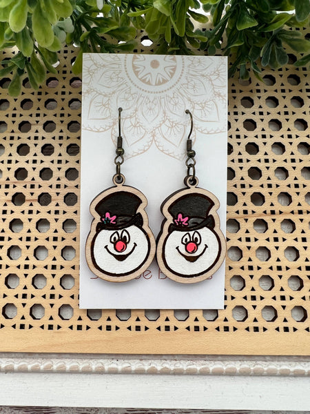 Seasideblooms - Christmas hand painted lightweight maple wood earrings 