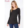 Timeless - Plus Long Sleeve Round Neck Top Shirt: WHITE / 3X