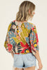 Nostalgia - N2Q81-A865 V NECK KIMONO SLEEVE TIE WAIST BLOUSE: L