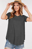 Shop Basic USA - Basic Short Sleeve V Neck Top: XL / CHARCOAL 2TONE