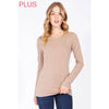 Timeless - Plus Long Sleeve Round Neck Top Shirt: WHITE / 2X