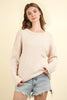 VERY J - 12W3102N-Mineral Washed Knit Oversized Sweater Pullover Top: BEIGE / S-M-L/2-2-2