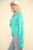 VERY J - NT11804-Casual Comfy Soft V-Neck Knit Top: OLIVE / S-M-L/2-2-2