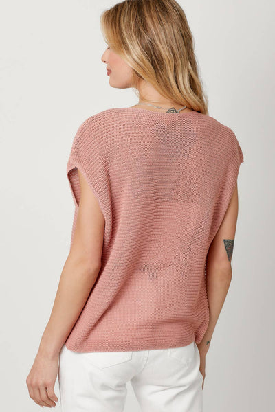 Mystree - 60559 Surplice Neck Sweater Top: Medium / Rose