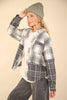 VERY J - NJ90261-Mixed Plaid Oversized Casual Shacket Jacket: OLIVE / S-M-L/2-2-2