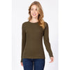 Timeless - Long Sleeve Round Neck Thermal Top Shirt: BLACK / M